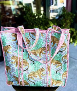XL Quilted Tote Bag by Queens Designs in Blue Tiger