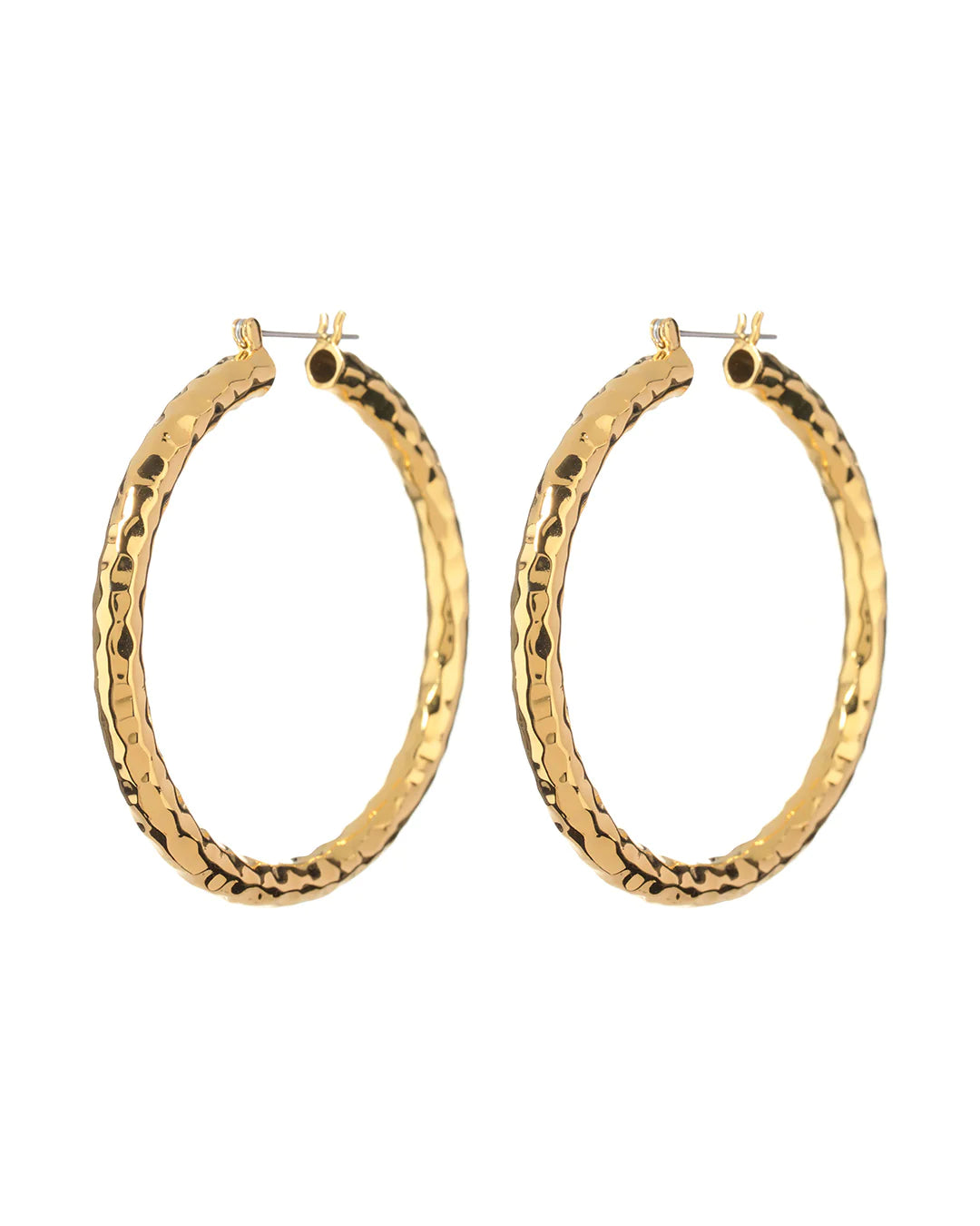 Hammered Loop Hoops by LUV AJ in Gold