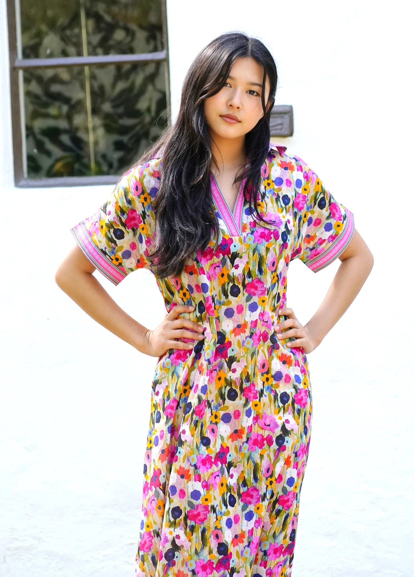 Tallulah Floral Print Dress by Dolma in Pink