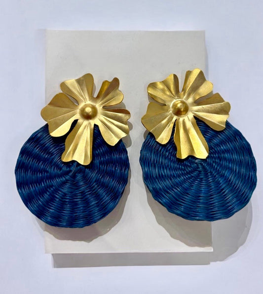 Iraca Palm Earring by Ximena Castillo in Teal