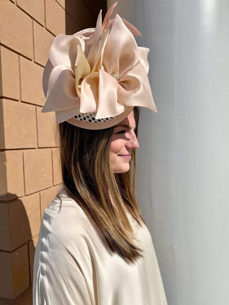Ashlina Hat by Christine A Moore Millinery in Ivory/Blush/Tan
