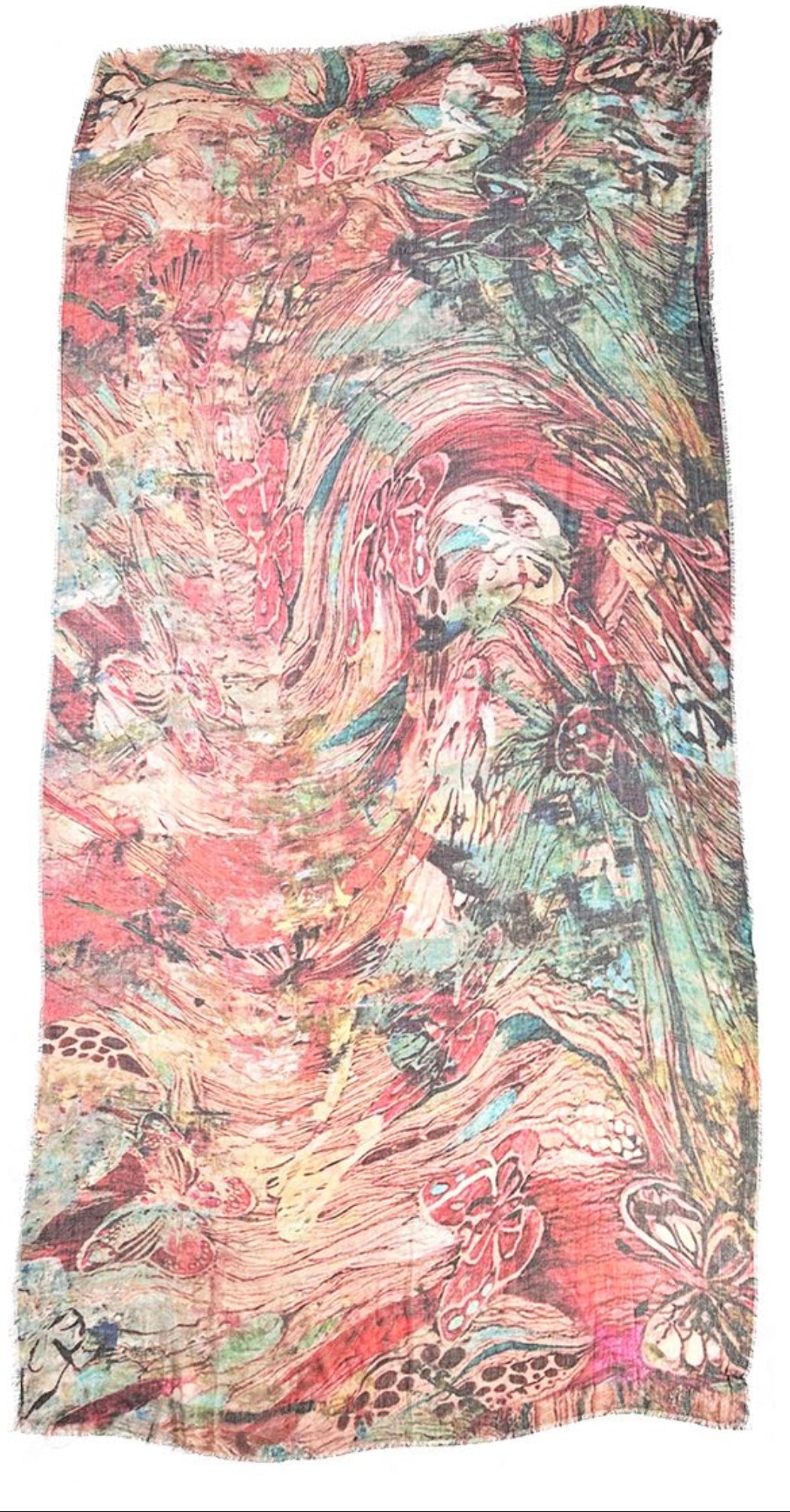 Vintage Artisan Butterfly Scarf by Blue Pacific In Dusty Rose