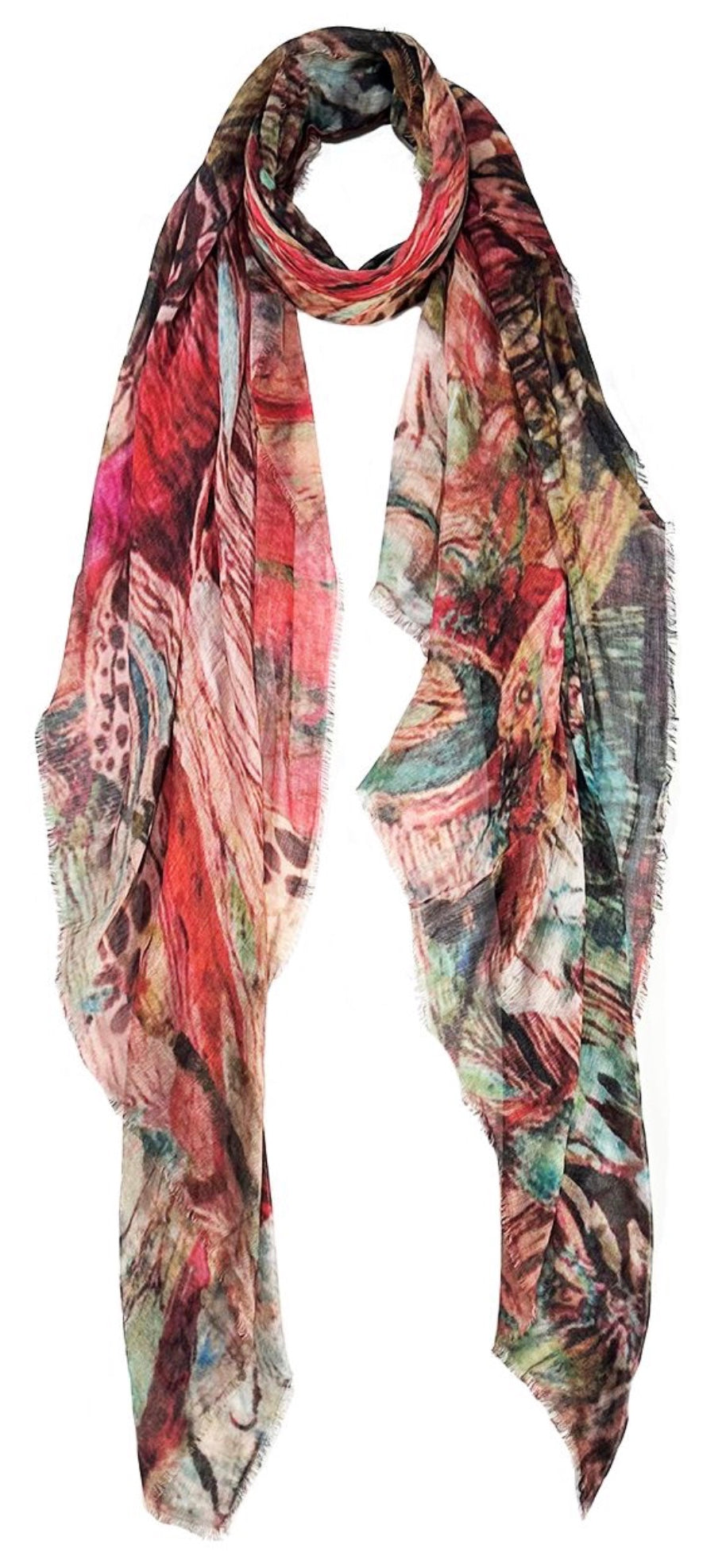 Vintage Artisan Butterfly Scarf by Blue Pacific In Dusty Rose