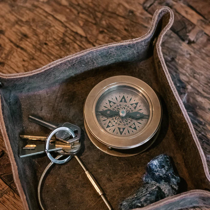 Hafiz Compass with Magnify Glass and Leather Pouch by Sugarboo