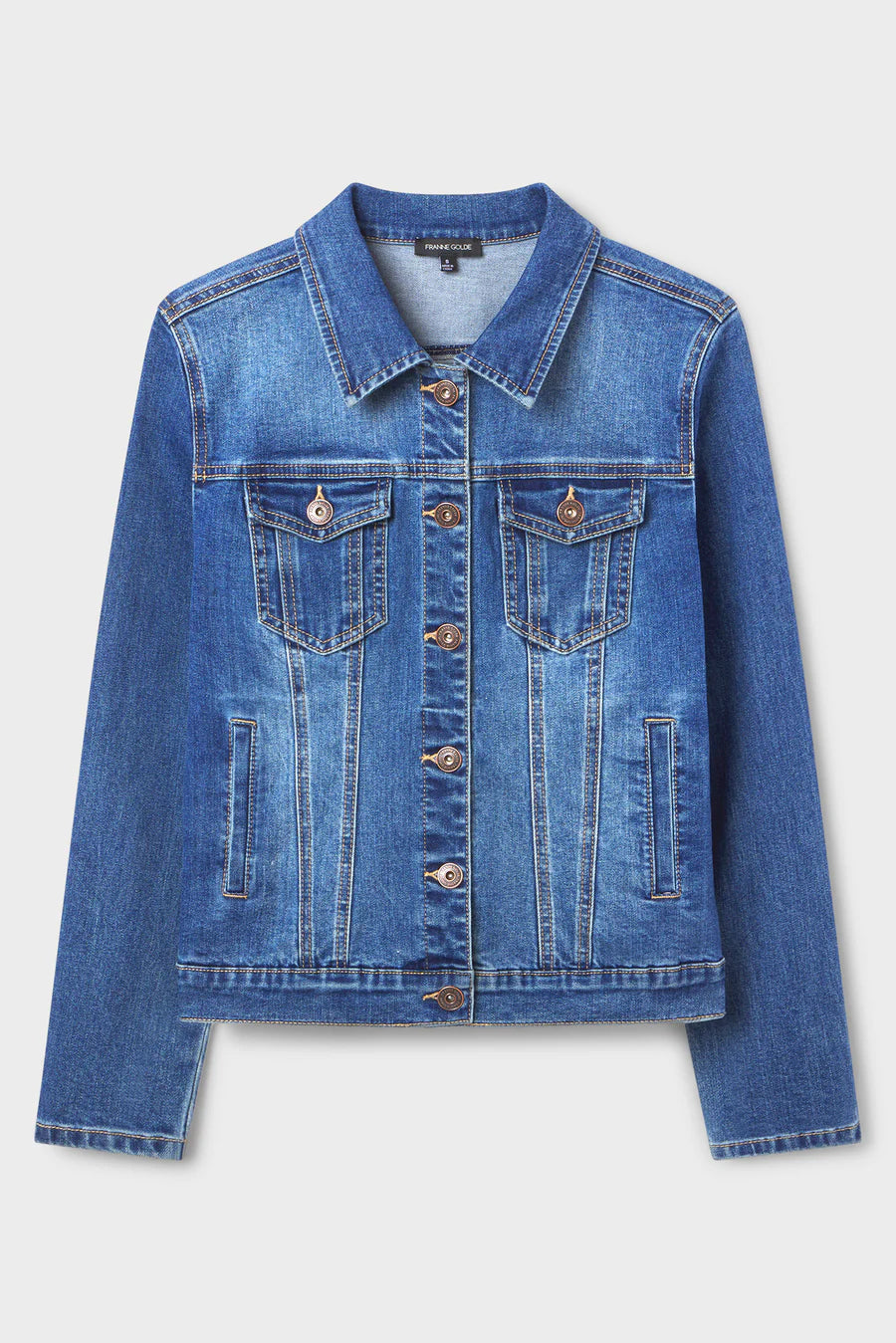 Classic Stretch Denim Jacket By Franne Golde in Classic Wash