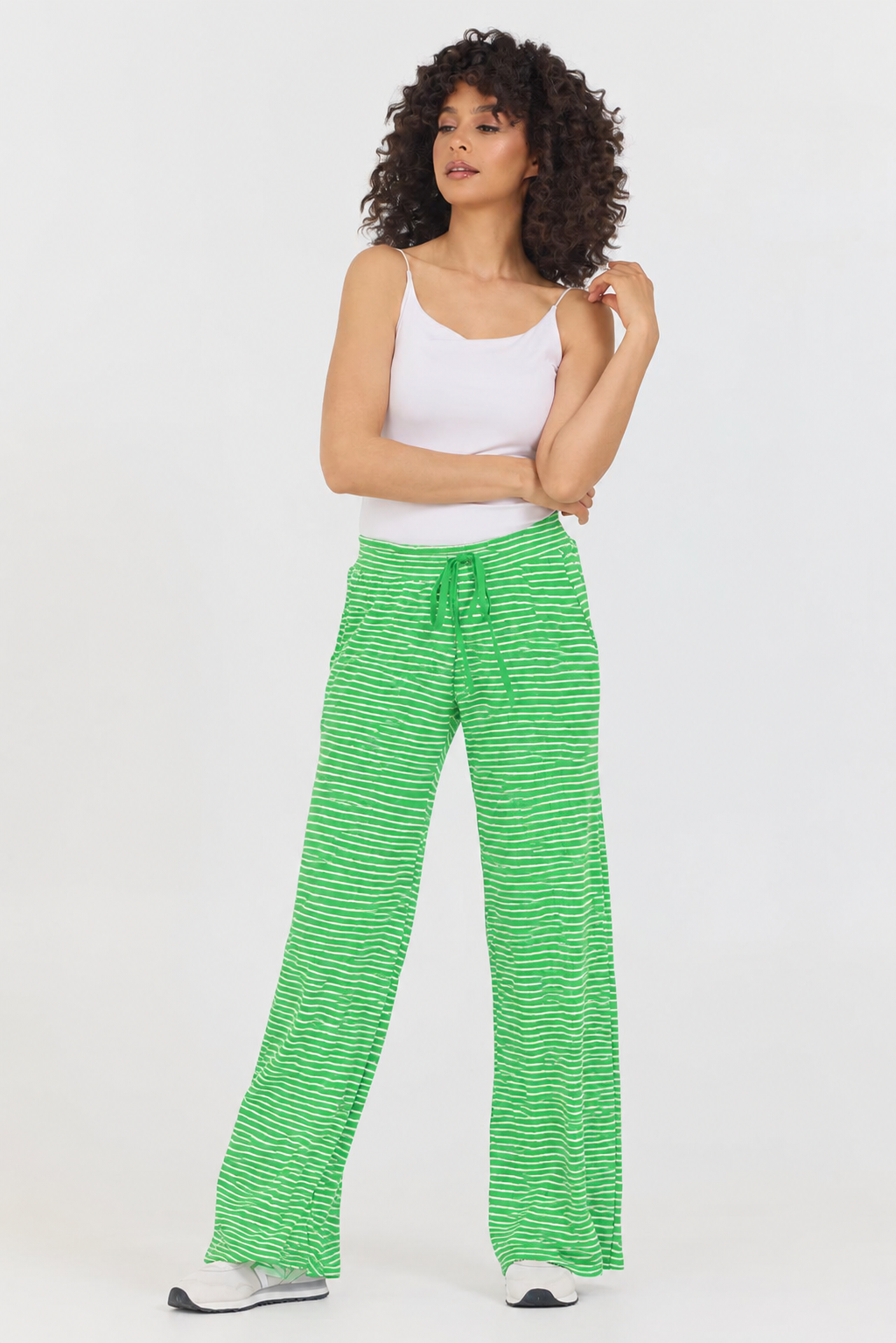 Hacci Wide Leg Pant by Astrologie in Kelly Green Stripe – Meadowlark