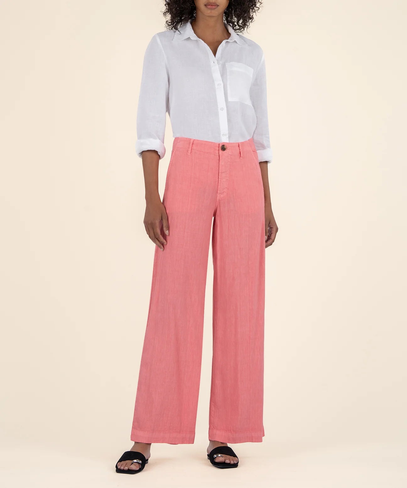 Meg Linen Wide Leg Pants by Kut from the Kloth in Salmon