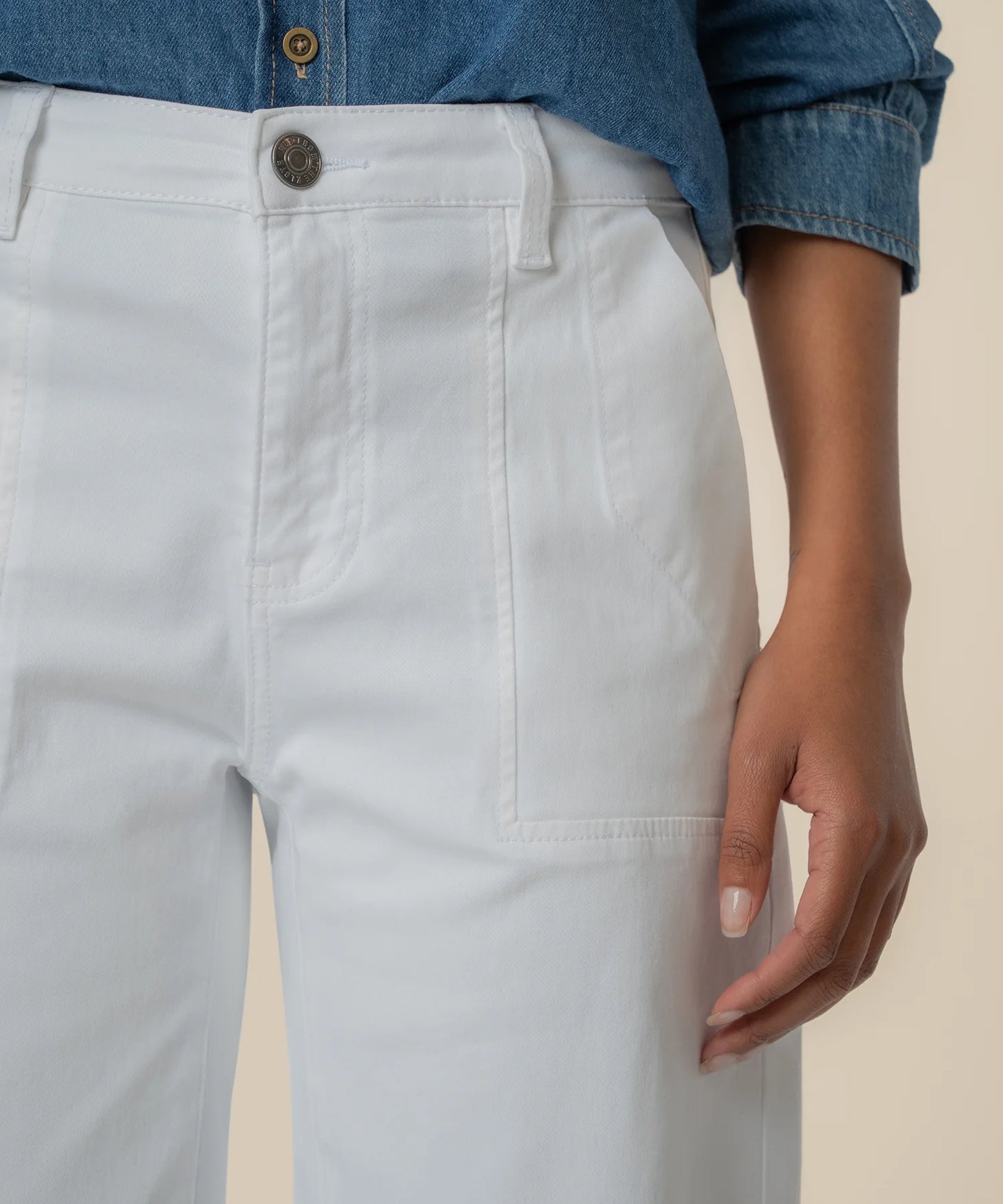 Ashton Wide Leg Barrel Pants by Kut from the Kloth in Optic White