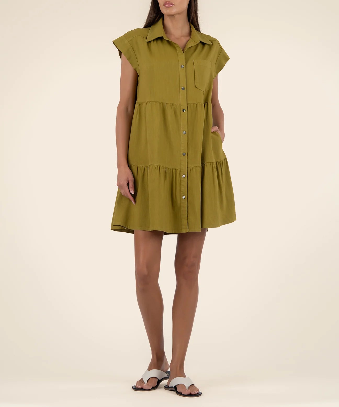 Estrella Drop Shoulder Dress by Kut from the Kloth in Green