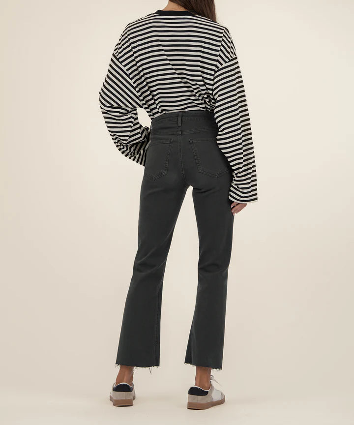 Kelsey High Rise Fab AB Ankle Flare Leg Pant by Kut from the Kloth in Pewter Green