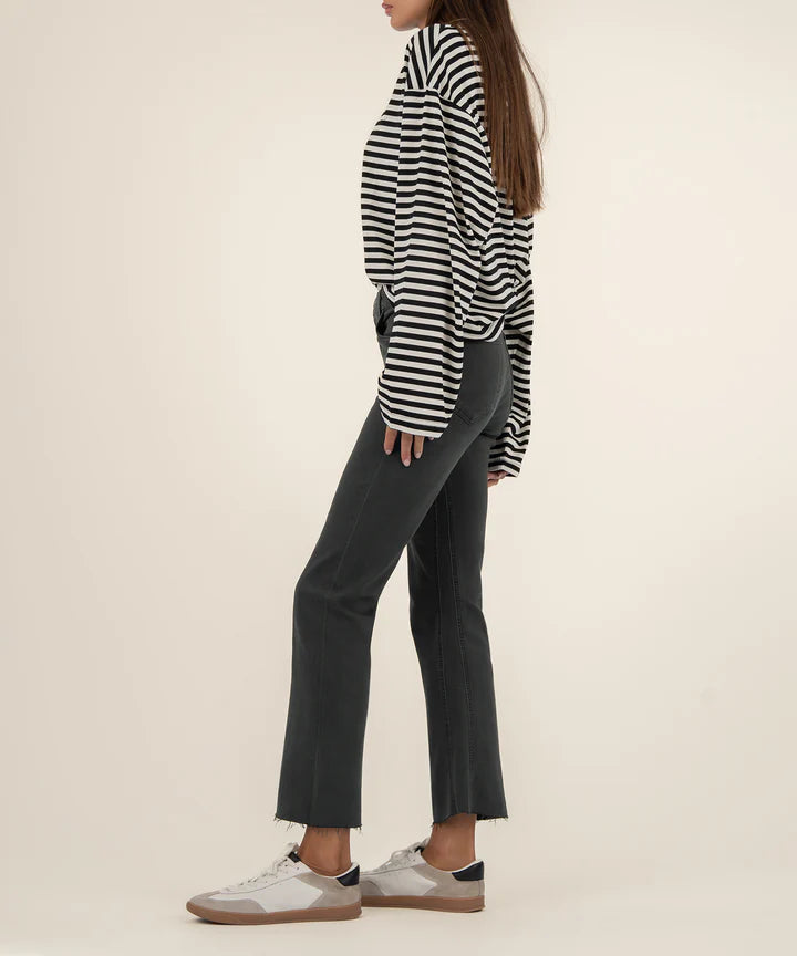 Kelsey High Rise Fab AB Ankle Flare Leg Pant by Kut from the Kloth in Pewter Green
