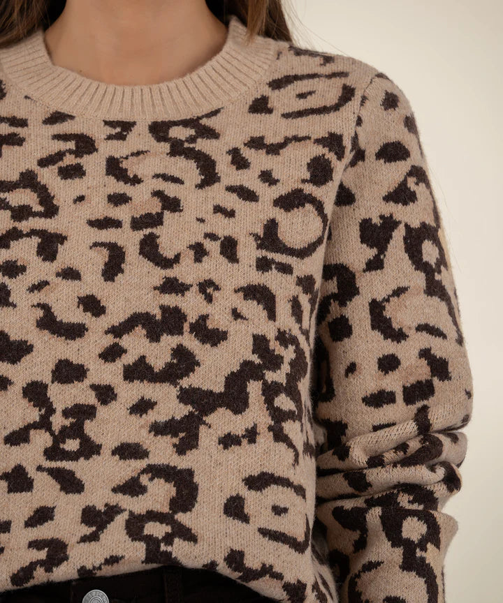 Gisela Animal Print Pullover Sweater by Kut from the Kloth in Beige and Brown