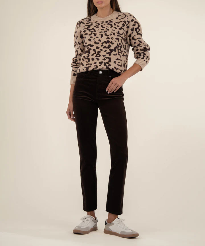 Gisela Animal Print Pullover Sweater by Kut from the Kloth in Beige and Brown