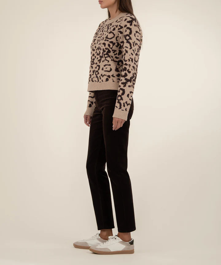 Gisela Animal Print Pullover Sweater by Kut from the Kloth in Beige and Brown