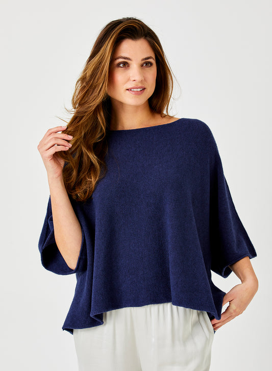 Livea Tabbard Knit Sweater by Suzy D London in Navy