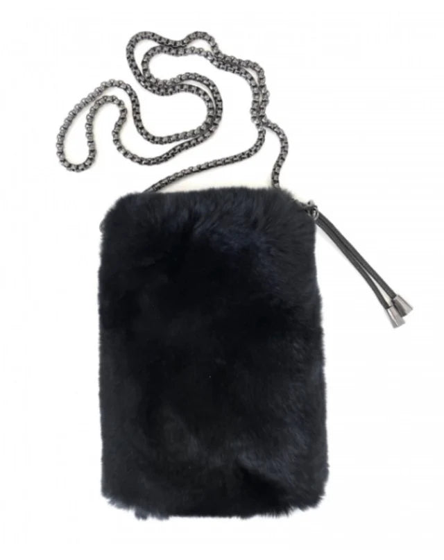Rabbit Fur Handbag by Linda Richards in Black