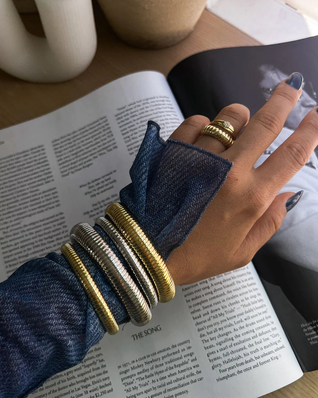 Flex Snake Chain Bracelet by LUV AJ in Silver