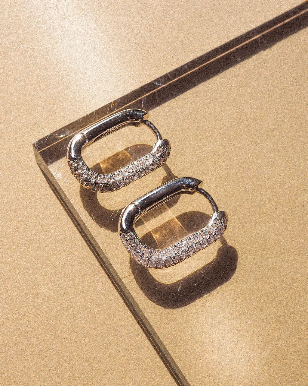 Pave Chain Link Huggies by LUV AJ in Silver