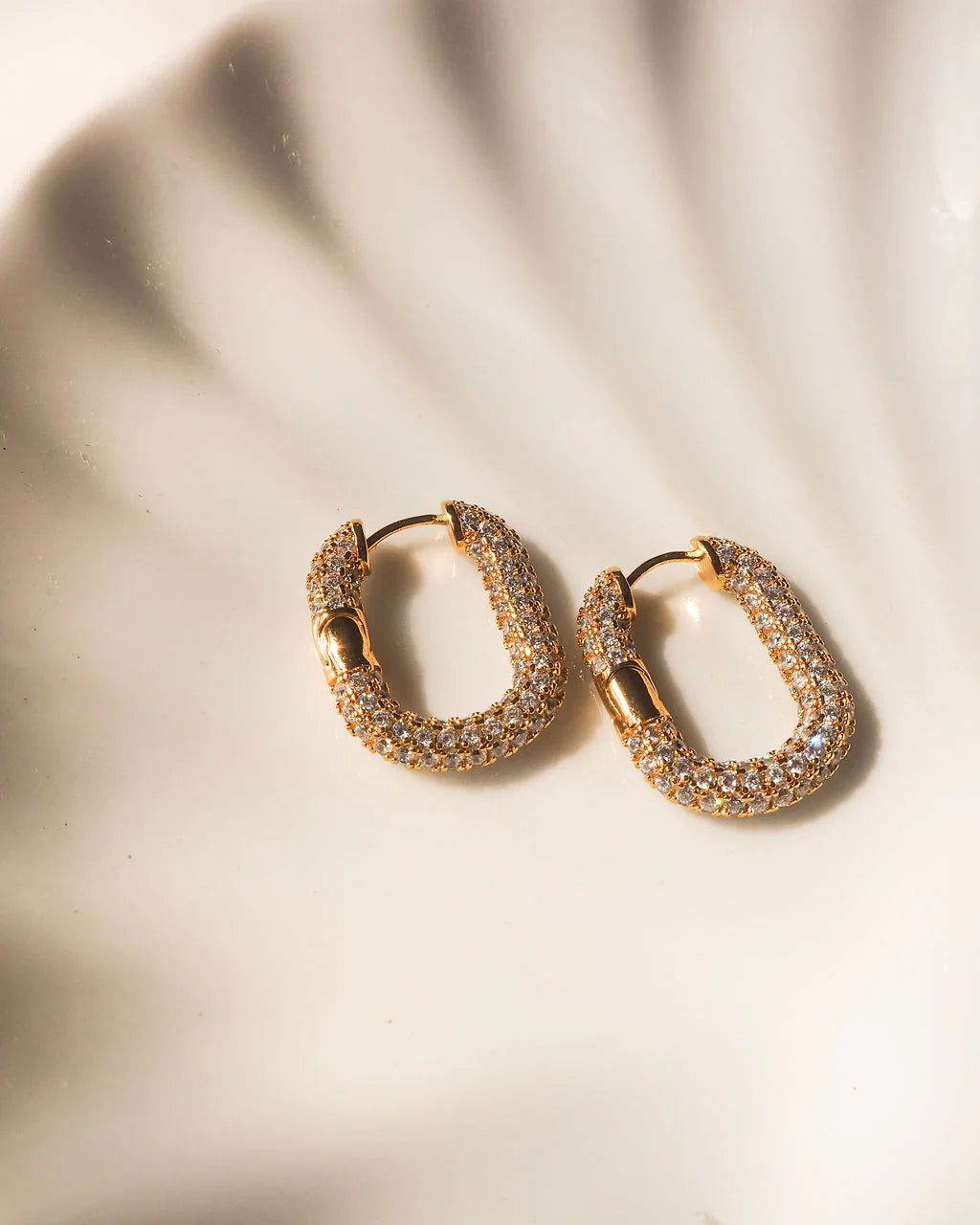 XL Pave Chain Link Hoops by LUV AJ in Gold