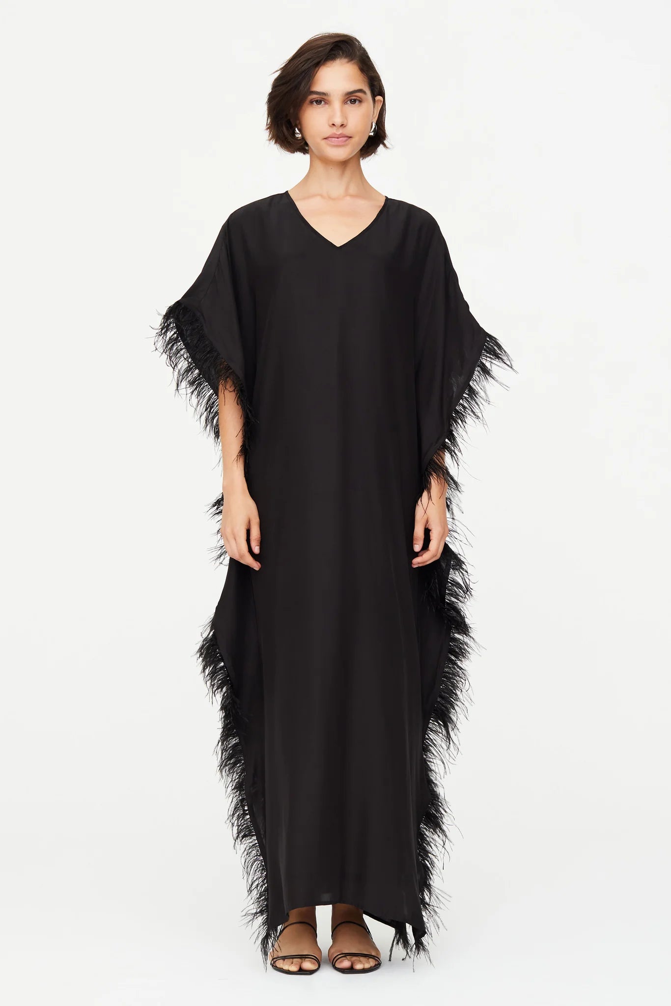 Maura Feather Caftan by Marie Oliver in Black