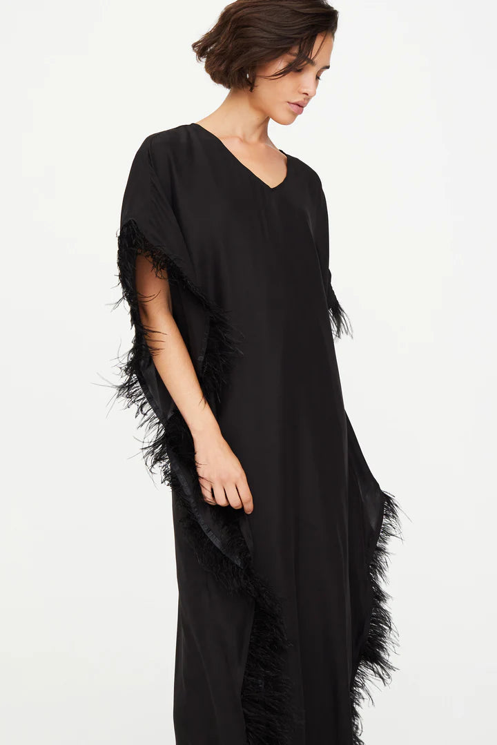 Maura Feather Caftan by Marie Oliver in Black