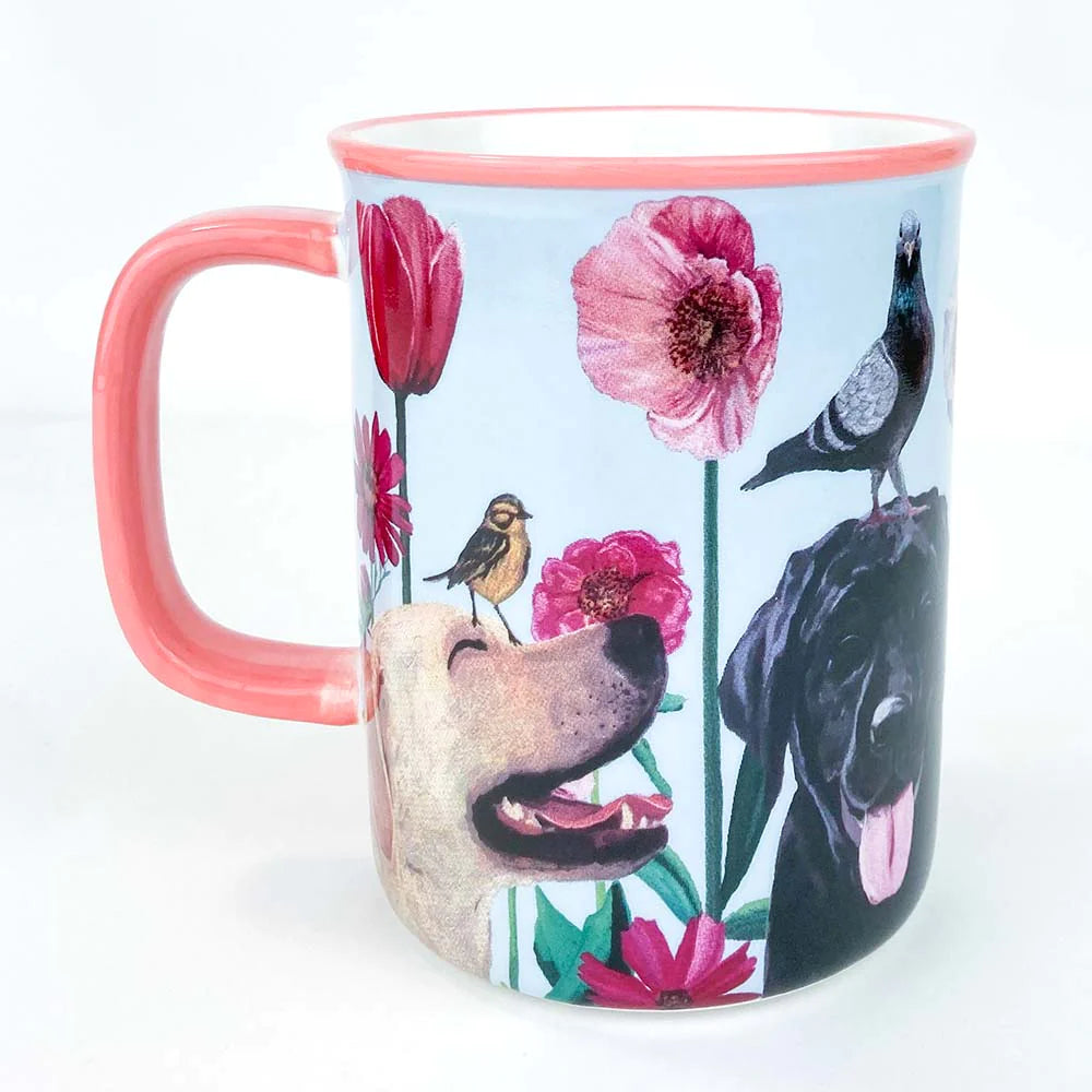 Dogs And Birds Serveware Mug by Greenbox Art
