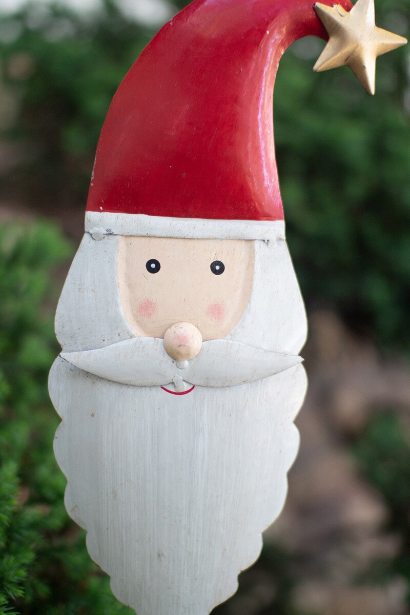 Painted Iron Santa Garden Stake by Kalalou