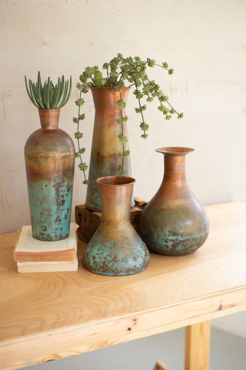 Set of four two-toned copper vases by Kalalou