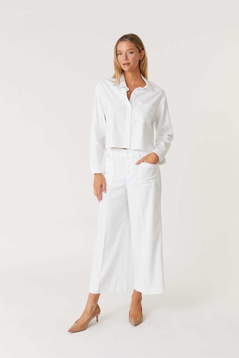 Sophia Exposed Button Wide Leg by Level 99 in Stillwater