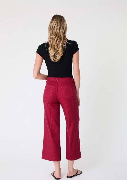 Annabelle Crop Wide Leg Pant by Level 99 in Ruby
