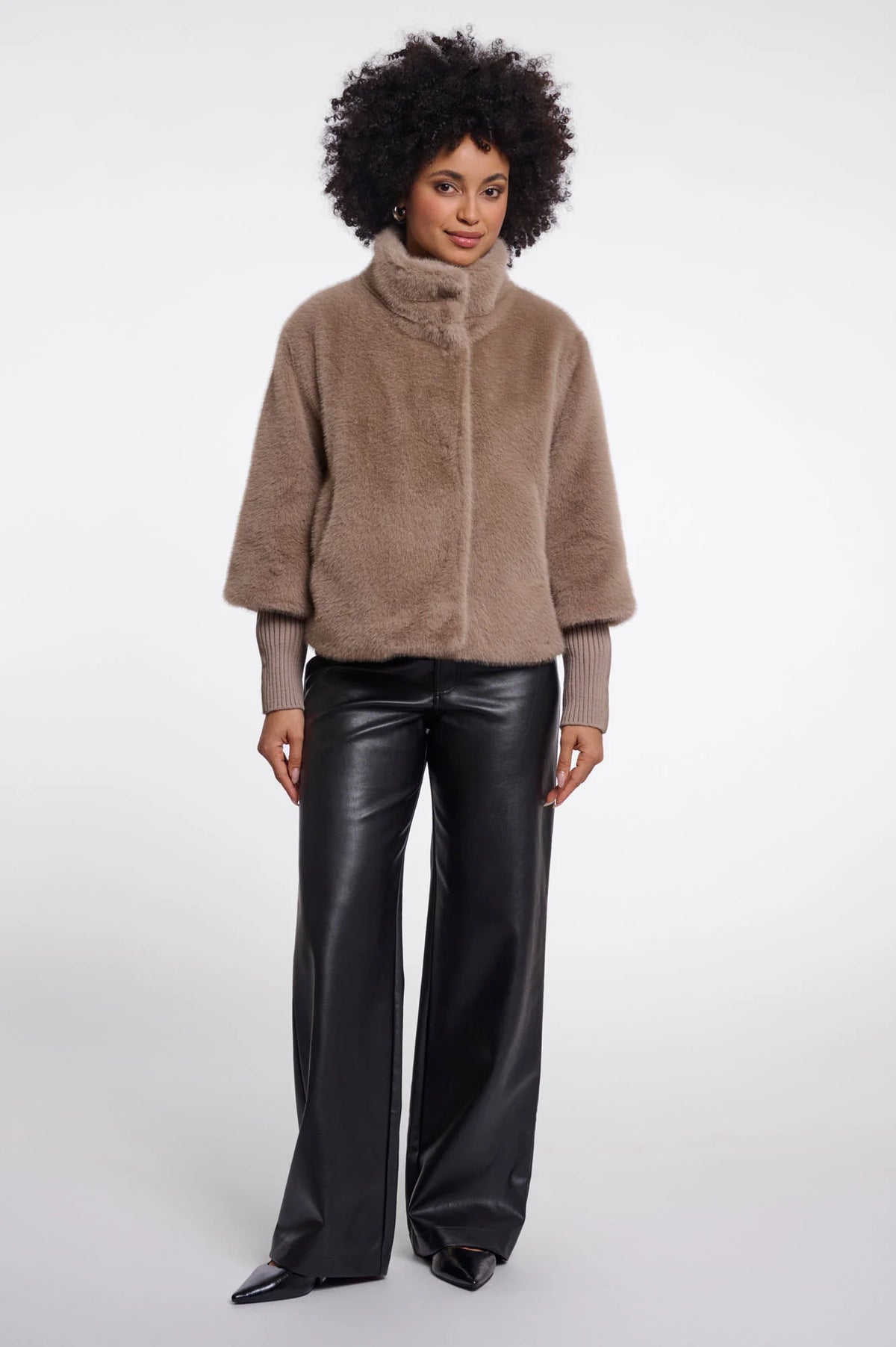 Nesrin Faux Fur Coat by Rino & Pelle in Mocha Latte