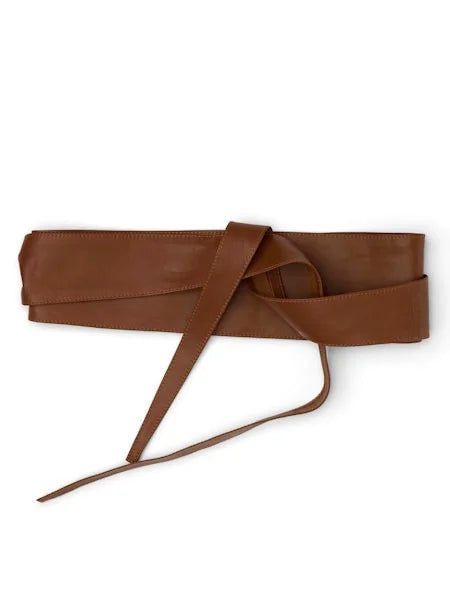 Olivia Leather Wrap Belt by Suzy D London in Brown