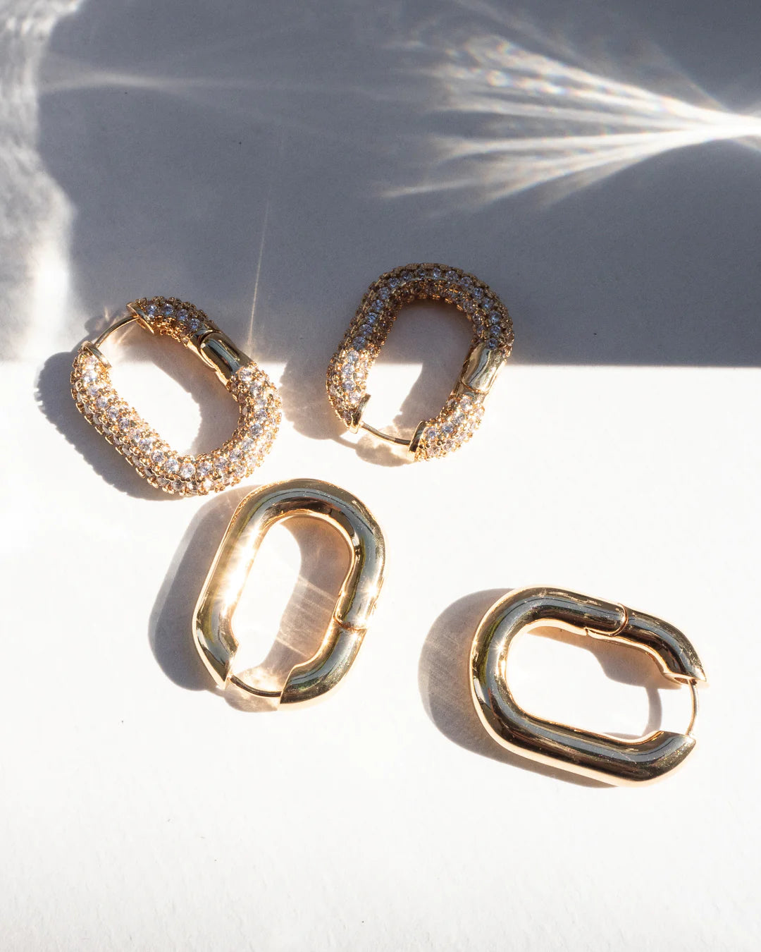 XL Pave Chain Link Hoops by LUV AJ in Gold