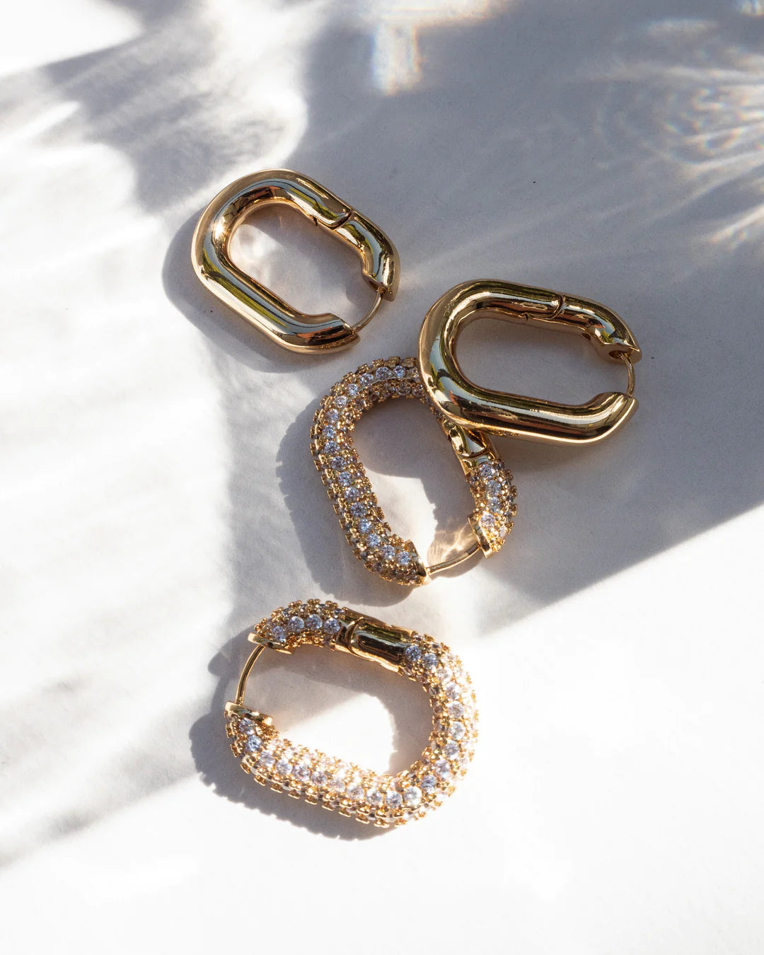 XL Pave Chain Link Hoops by LUV AJ in Gold