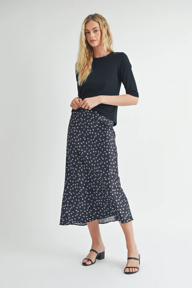 Elbow Sleeve Knit Tee by Fun2Fun in Black