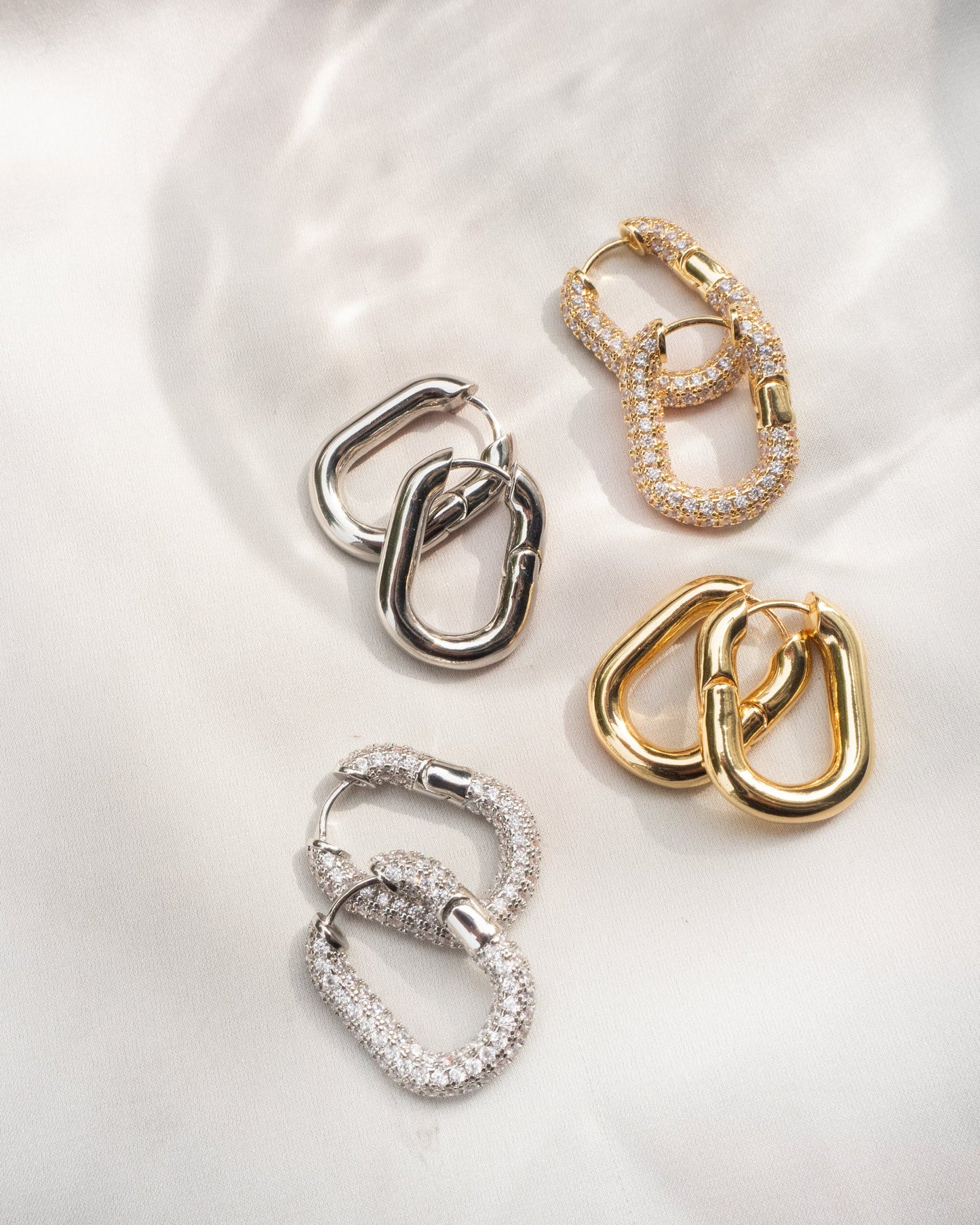 XL Pave Chain Link Hoops by LUV AJ in Gold