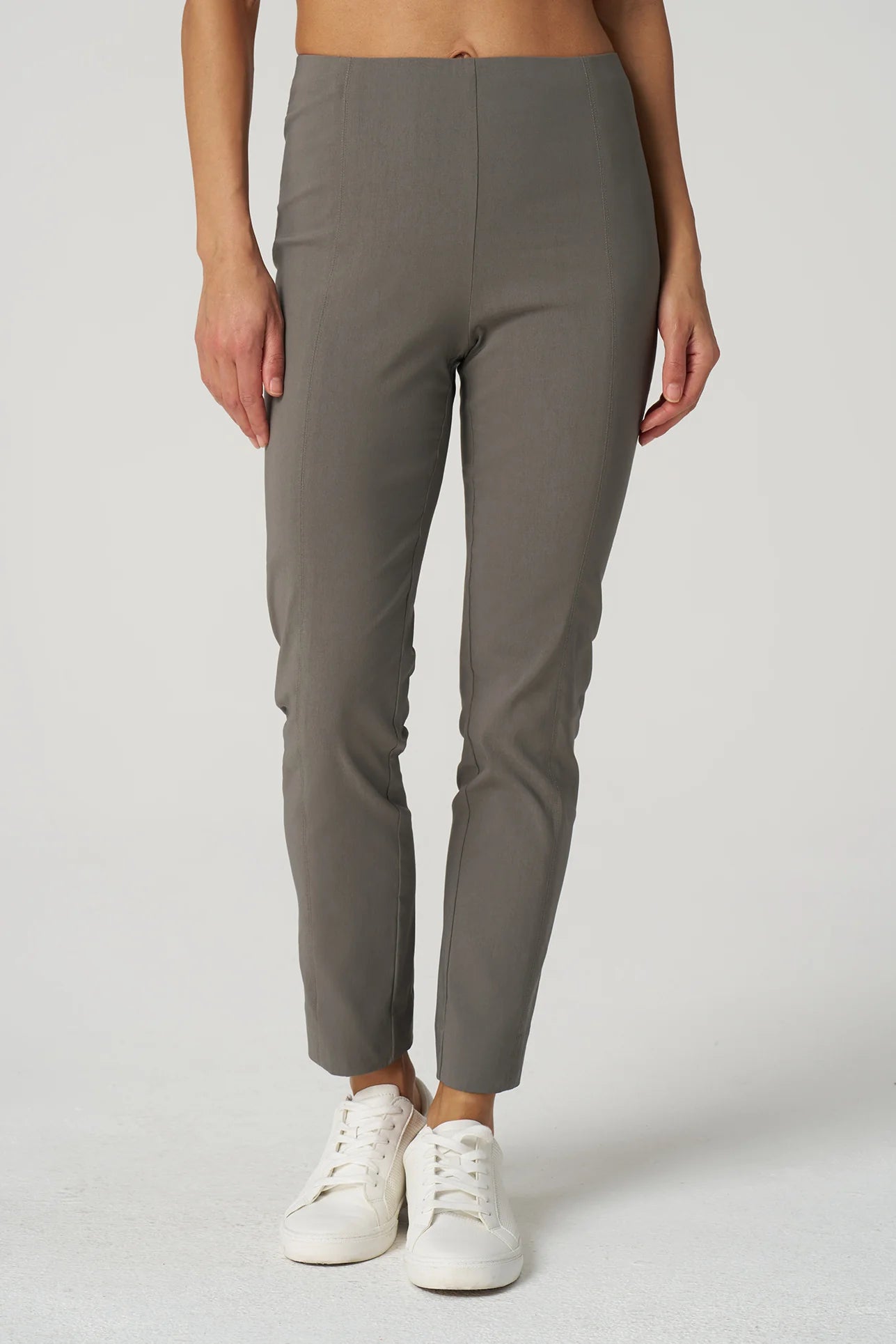All-Season Slim Ankle Pant by Franne Golde in Dark Sage