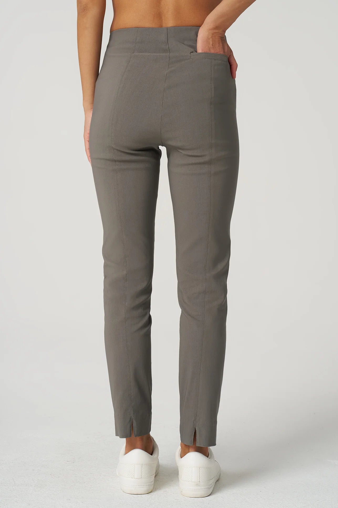 All-Season Slim Ankle Pant by Franne Golde in Dark Sage