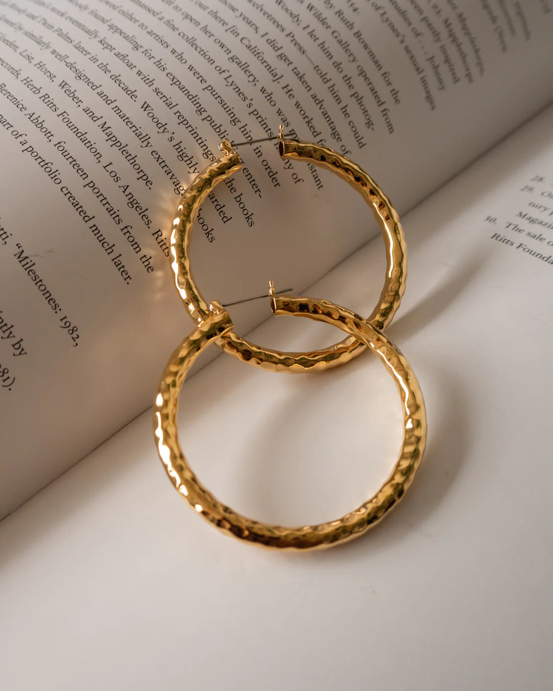 Hammered Loop Hoops by LUV AJ in Gold