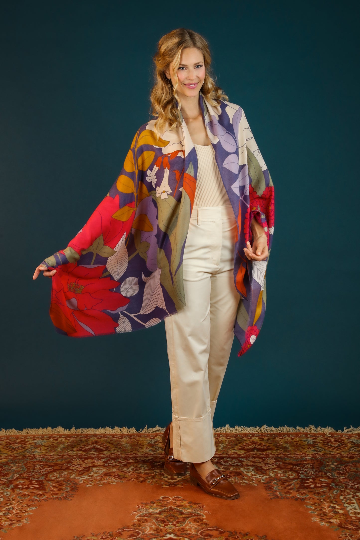 Winter Floral Print Scarf by Powder