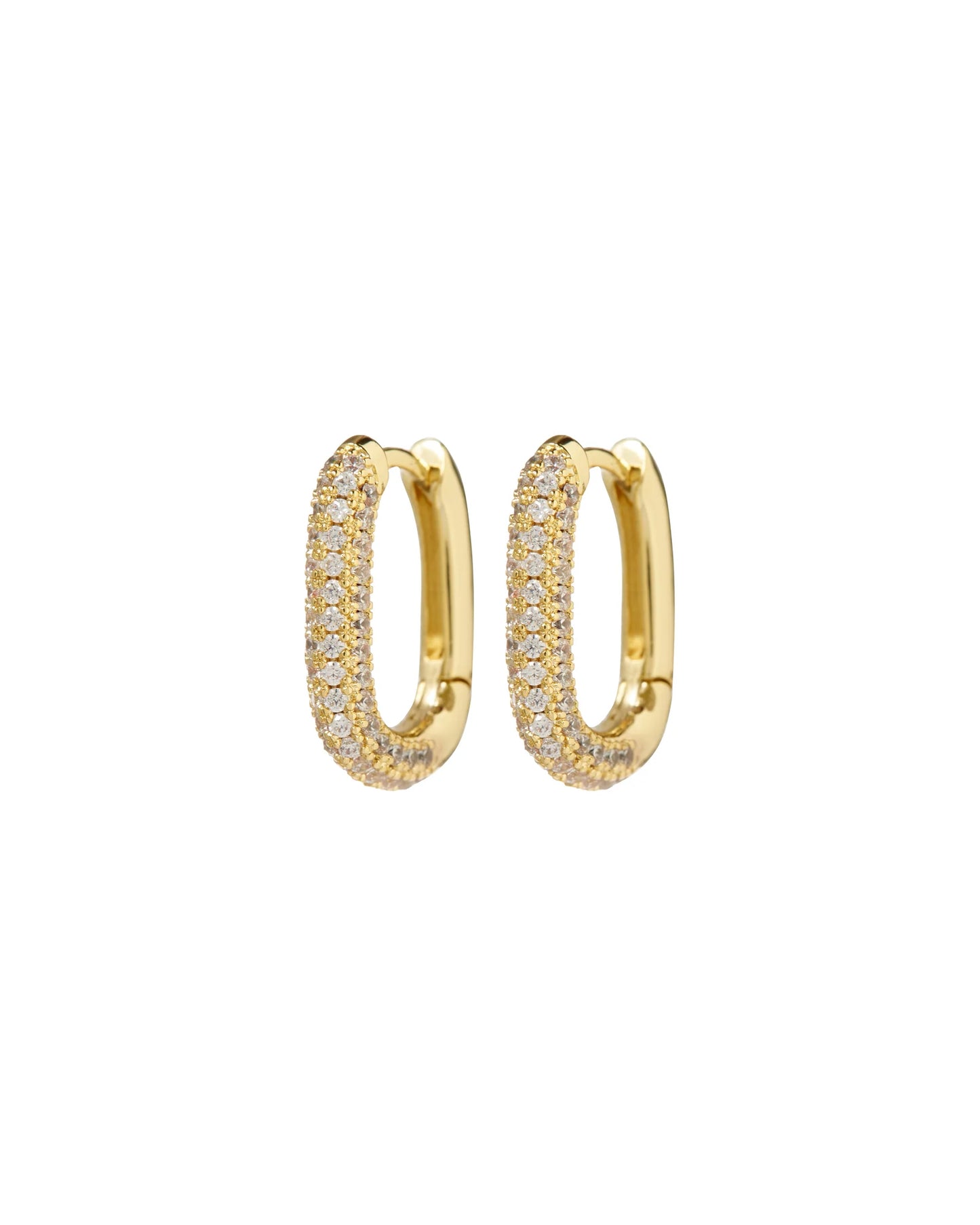 Pave Chain Link Huggies by LUV AJ in Gold