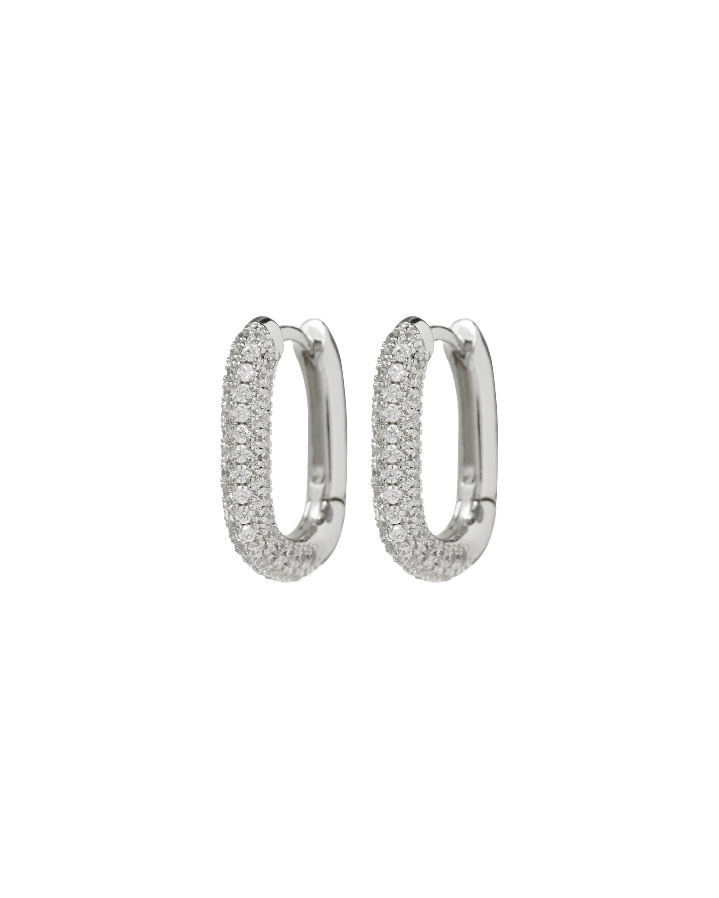 Pave Chain Link Huggies by LUV AJ in Silver
