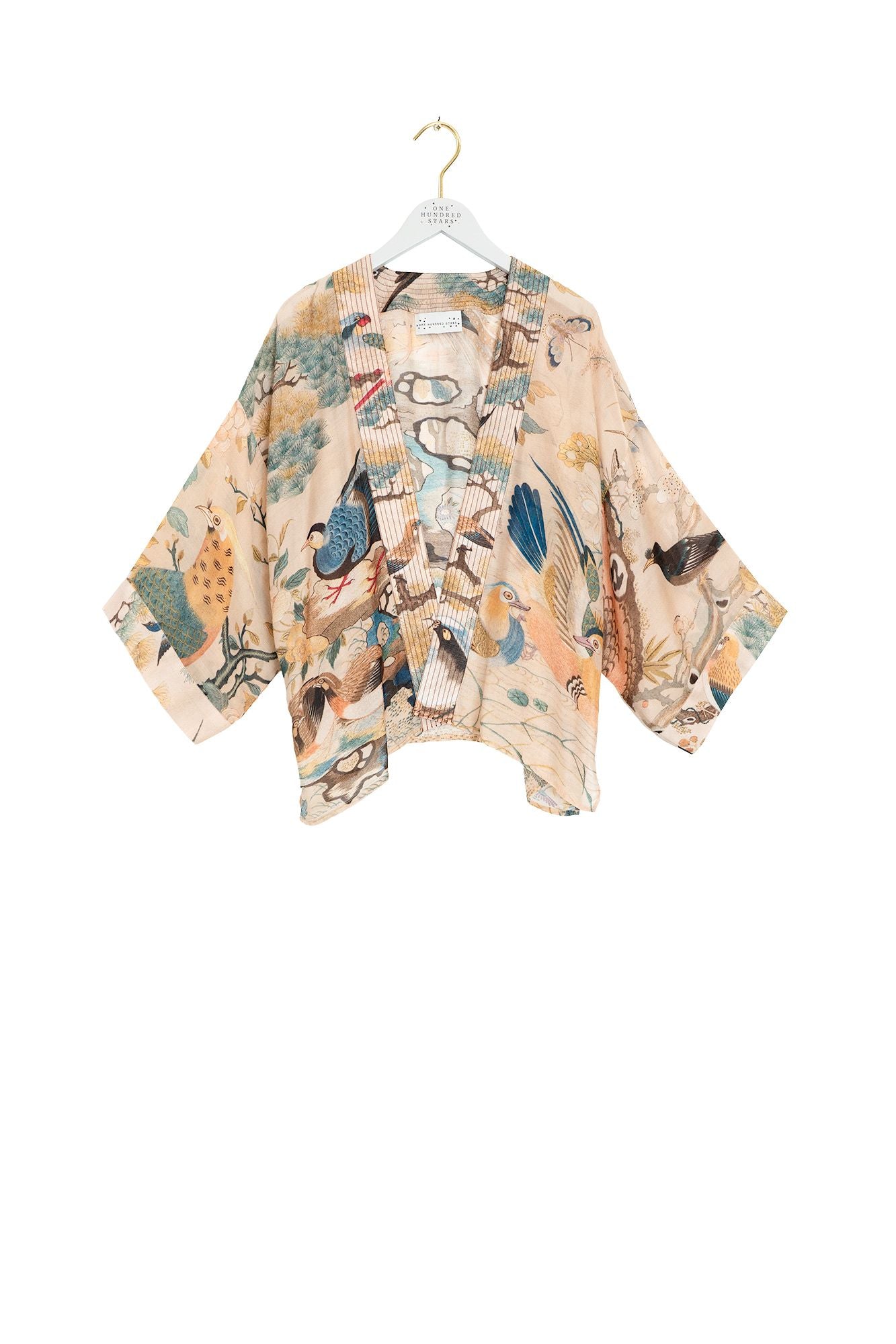 Hummingbird Kimono by One Hundred Stars in Nude