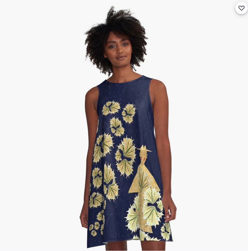 Golden Cahaba Lilies Dress by Tre Lilli in Midnight