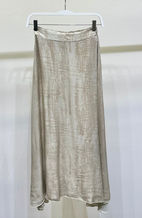 Static Print Midi Slip Skirt by Milio Milano in Beige