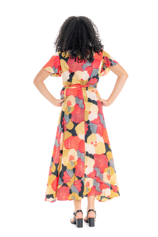 Cosmos Short Sleeve Wrap Dress by Cienna