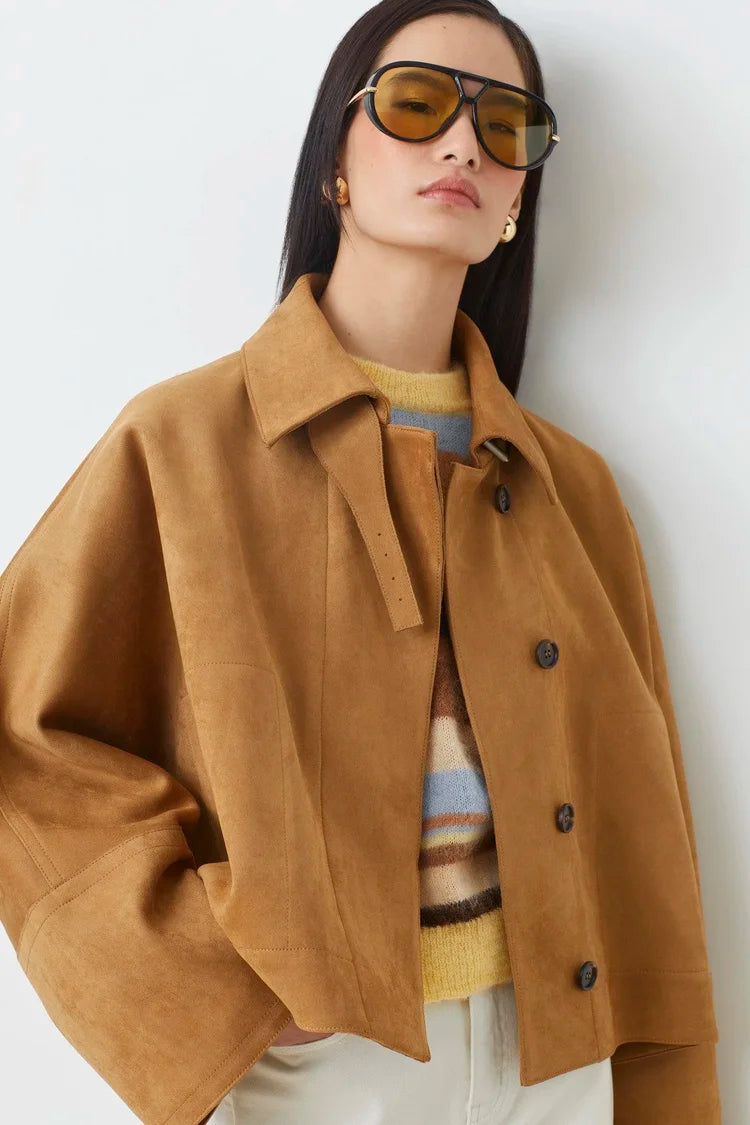 Eloiz Jacket by Suncoo in Camel Suede