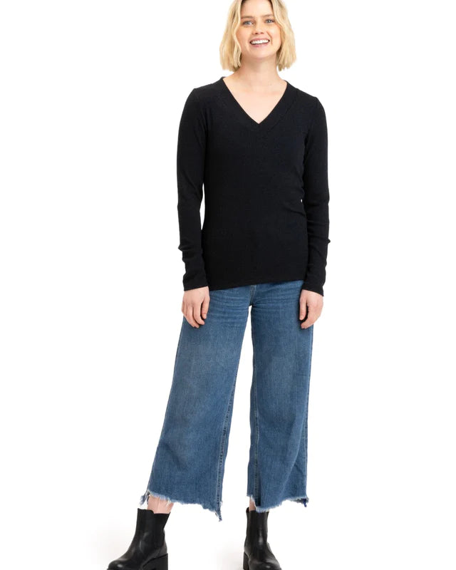 Kelly Rib V-Neck by Threads 4 Thoughts in Black