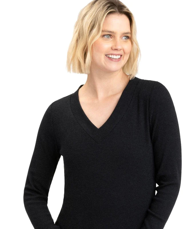 Kelly Rib V-Neck by Threads 4 Thoughts in Black