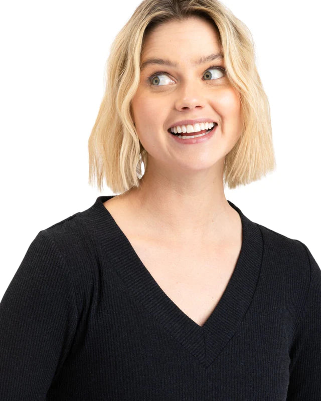 Kelly Rib V-Neck by Threads 4 Thoughts in Black